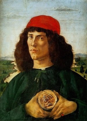 Sandro Botticelli (Alessandro Filipepi) - Portrait of a Man with a Medal of Cosimo the Elder c. 1474