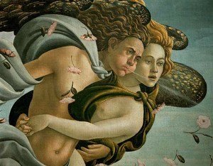Sandro Botticelli (Alessandro Filipepi) - The Birth of Venus (detail 1) c. 1485