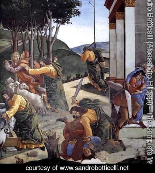 Sandro Botticelli (Alessandro Filipepi) - The Trials and Calling of Moses (detail 7) 1481-82
