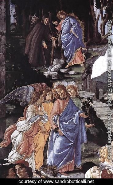 Sandro Botticelli (Alessandro Filipepi) - Three Temptations of Christ (detail 1) 1481-82