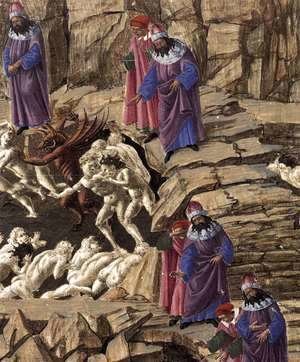 Sandro Botticelli (Alessandro Filipepi) - Inferno, Canto XVIII (detail) 1480s