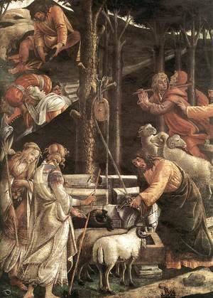 Sandro Botticelli (Alessandro Filipepi) - Scenes from the Life of Moses [detail: 1]