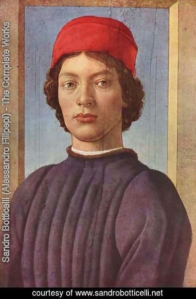 Sandro Botticelli (Alessandro Filipepi) - Portrait of a philosopher with red cap