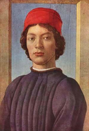 Sandro Botticelli (Alessandro Filipepi) - Portrait of a young man with red cap