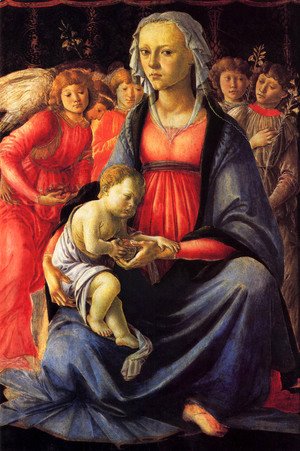 The Virgin And Child With Five Angels