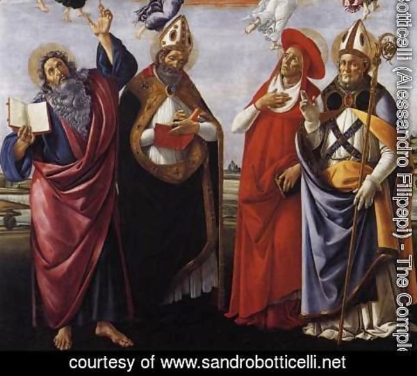 Sandro Botticelli (Alessandro Filipepi) - Coronation of the Virgin (detail 1) 1490-92