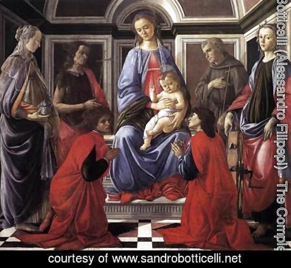 Sandro Botticelli (Alessandro Filipepi) - Madonna and Child with Six Saints (Sant'Ambrogio Altarpiece) c. 1470