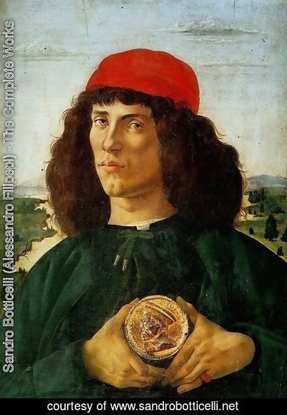 Sandro Botticelli (Alessandro Filipepi) - Portrait of a Man with a Medal of Cosimo the Elder c. 1474
