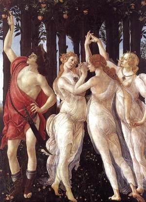 Sandro Botticelli (Alessandro Filipepi) - Primavera (detail 1) c. 1482