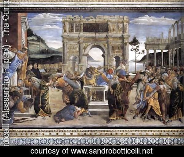 Sandro Botticelli (Alessandro Filipepi) - The Punishment of Korah and the Stoning of Moses and Aaron 1481-82