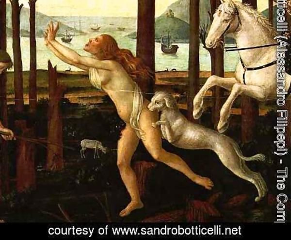 Sandro Botticelli (Alessandro Filipepi) - The Story of Nastagio degli Onesti (detail 2 of the first episode)